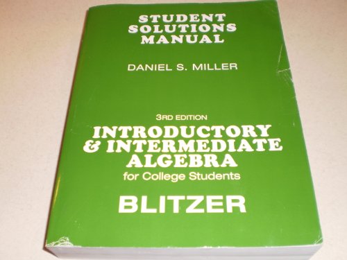 Book Student Solutions Manual Introductory & Intermediate Algebra 3rd Edition free