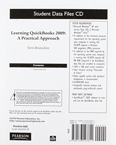 Book Student CD for QuickBooks 2009 free