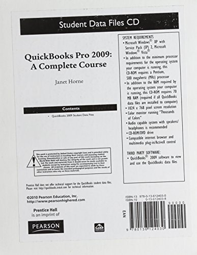 Book Quickbooks 2009 Complete, Quickbooks Pro 2009 Student Data: A Complete Course free