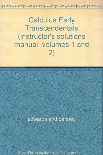 Book Calculus Early Transcendentals (instructor's Solutions Manual, Volumes 1 And 2) free