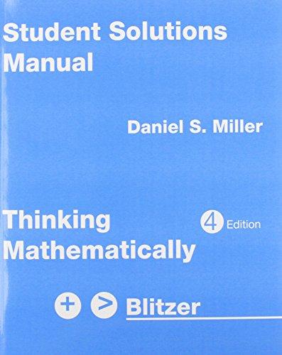 Book Thinking Mathematically Blitzer- Student Solutions Manual free