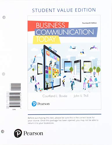 Book Business Communication Today, Student Value Edition + 2019 MyLab Business Communication with Pearson eText -- Access Card Package free