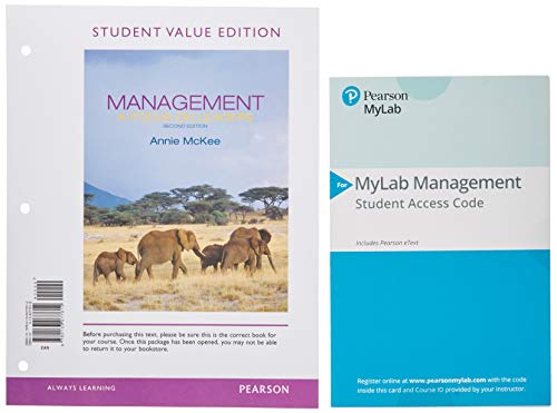 Book Management, Student Value Edition + 2019 MyLab Management with Pearson eText -- Access Card Package free