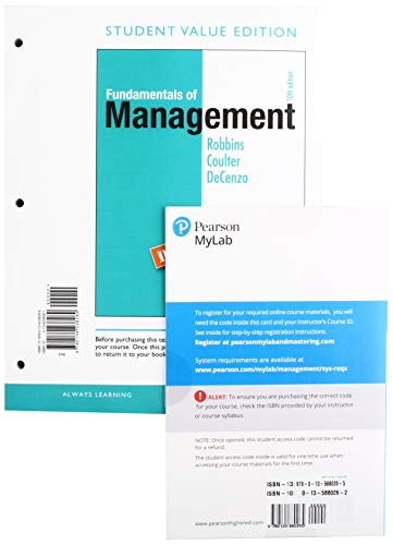 Book Fundamentals of Management, Student Value Edition + 2019 MyLab Management with Pearson eText -- Access Card Package free