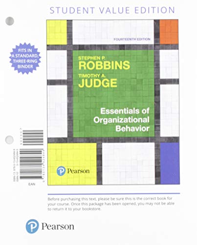 Book Essentials of Organizational Behavior, Student Value Edition + 2019 MyLab Management with Pearson eText -- Access Card Package free