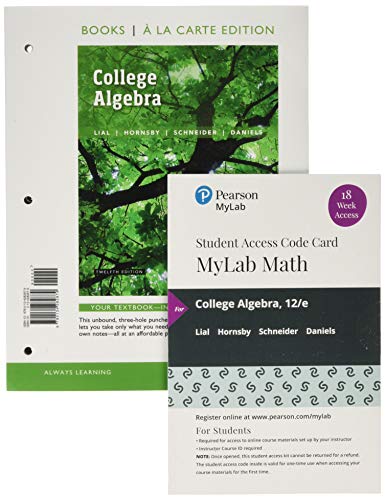 Book College Algebra, Loose-Leaf Edition Plus MyLab Math with Pearson eText -- 18 Week Access Card Package free