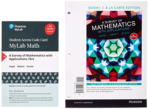 Book A Survey of Mathematics with Applications, Loose-Leaf Edition Plus MyLab Math with Pearson eText -- 24 Month Access Card Package free