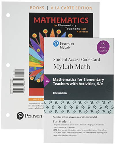 Book Mathematics for Elementary Teachers with Activities, Loose Leaf Edition Plus MyLab Math with Pearson eText -- 18 Week Access Card Package free