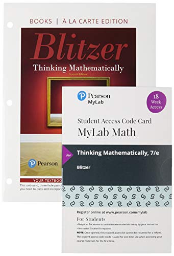 Book Thinking Mathematically, Loose-Leaf Edition Plus MyLab Math with Pearson eText -- 18 Week Access Card Package free