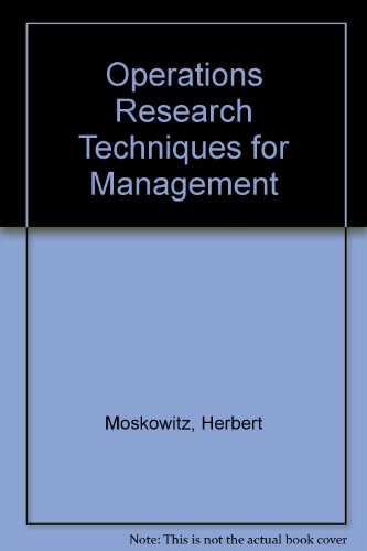 Book Operations Research Techniques for Management free