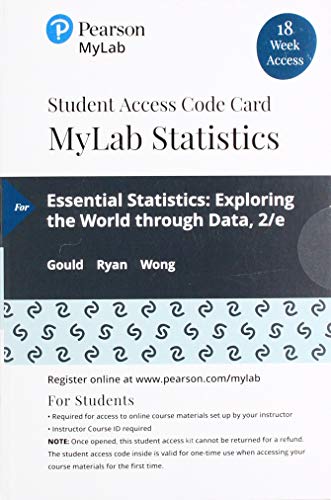 Book MyLab Statistics with Pearson eText -- 18 Week Standalone Access Card -- for Essential Statistics free