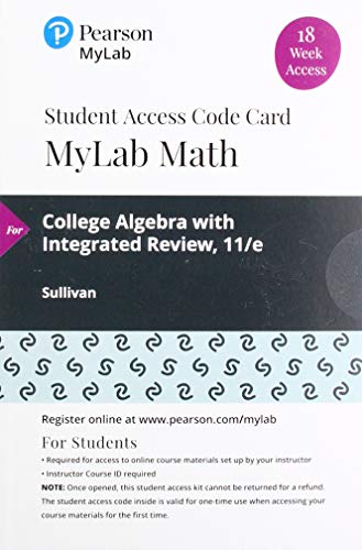 Book MyLab Math with Pearson eText -- 18 Week Standalone Access Card -- for College Algebra free