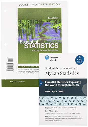 Book Essential Statistics, Loose-leaf Edition Plus MyLab Statistics with Pearson eText -- 18 Week Access Card Package free