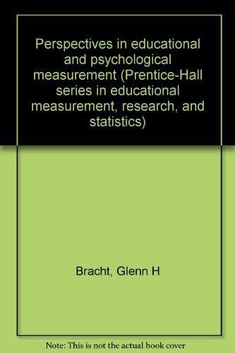 Book Perspectives In Educational And Psychological Measurement (prentice-hall Series In Educational Measurement, Research, And Statistics) free