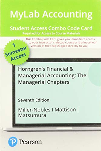 Book MyLab Accounting with Pearson eText -- Combo Access Card -- for Horngren's Financial & Managerial Accounting, The Managerial Chapters (7th Edition) free