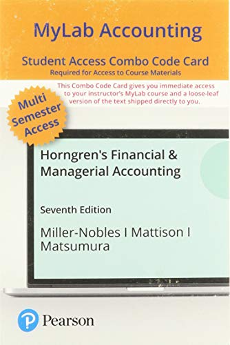 Book MyLab Accounting with Pearson eText -- Combo Access Card -- for Horngren's Financial & Managerial Accounting (7th Edition) free