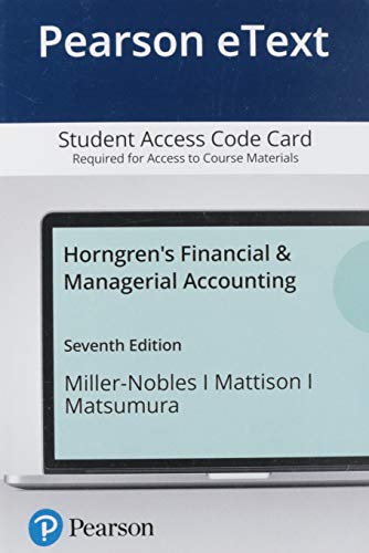 Book Pearson eText Horngren's Financial & Managerial Accounting -- Access Card free