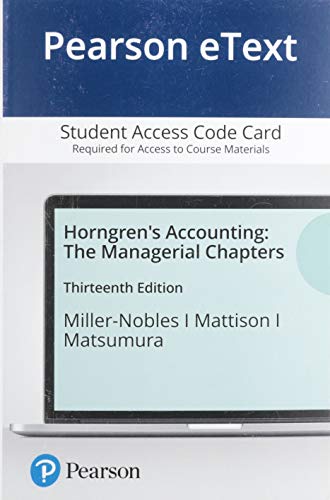 Book Pearson eText Horngren's Accounting: The Managerial Chapters -- Access Card free