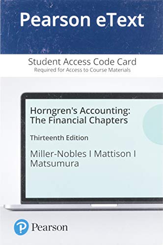 Book Pearson eText Horngren's Accounting: The Financial Chapters -- Access Card free