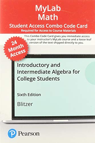 Book MyLab Math with Pearson eText -- Combo Access Card -- for Introductory and Intermediate Algebra for College Students (24 months) (6th Edition) free