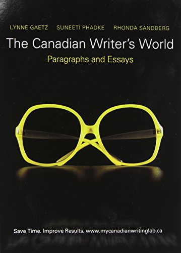 Book The Canadian Writer's World : Paragraphs and Essays free