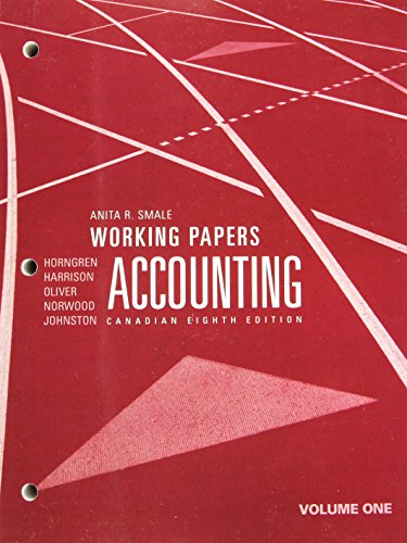 Book Working Papers for Accounting, Volume 1, Canadian Eighth Edition free