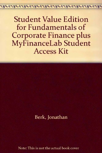 Book Student Value Edition For Fundamentals Of Corporate Finance Plus Myfinancelab Student Access Kit free