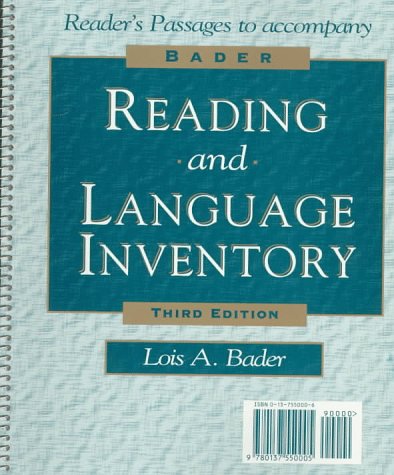 Book Bader Reading and Language Inventory with Booklet (Graded Reading Passages) Pkg. free