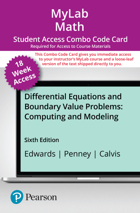 Book Differential Equations and Boundary Value Problems: Computing and Modeling -- MyLab Math with Pearson eText + Print Combo Access Code free