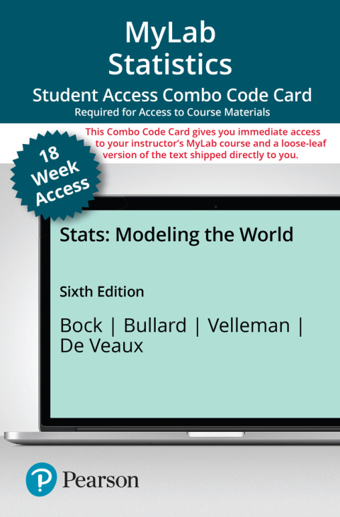 Book MyLab Statistics with Pearson eText -- 18-Weeks Combo Access Card -- for Stats: Modeling the World free