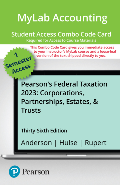 Book MyLab Accounting with Pearson eText -- Combo Access -- for Pearson's Federal Taxation 2023 Corporations, Partnerships, Estates, & Trusts  (6 Months) free