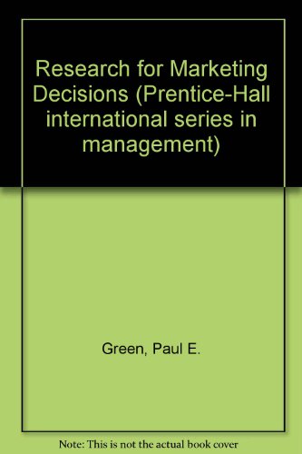 Book Research for marketing decisions (Prentice-Hall international series in management) free