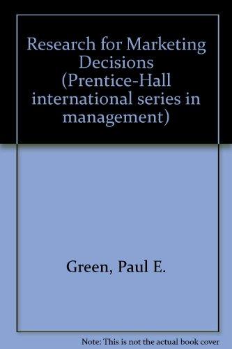 Book Research for marketing decisions (Prentice-Hall international series in management) free