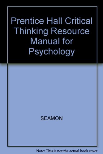 Book Prentice Hall Critical Thinking Resource Manual For Psychology free