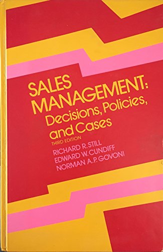 Book Sales management: Decisions, policies, and cases free