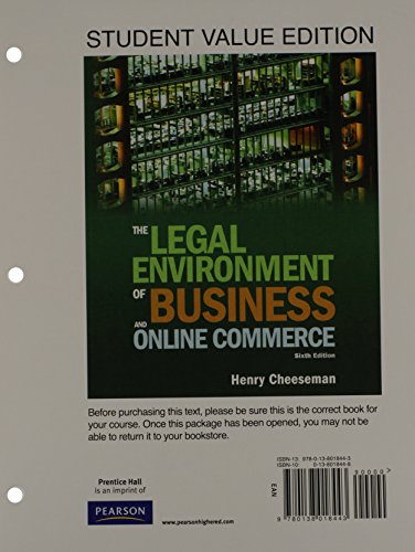 Book The Legal Environment of Business and Online Commerce: Student Value Edition free