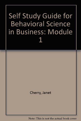 Book Self Study Guide For Behavioral Science In Business: Module 1 (regents Illustrated Classics) free