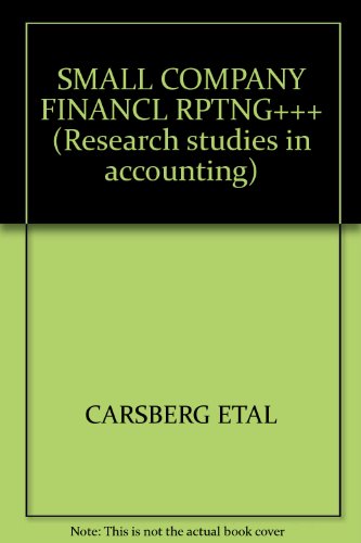 Book Small Company Financl Rptng+++ (research Studies In Accounting) free