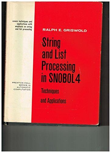 Book String and list processing in SNOBOL4;: Techniques and applications (Prentice-Hall series in automatic computation) free