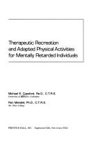 Book Therapeutic Recreation and Adapted Physical Activities for Mentally Retarded Individuals free