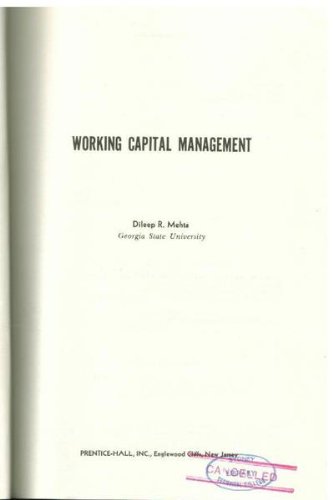 Book Working Capital Management (prentice-hall Foundations Of Finance Series) free