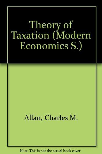 Book The theory of taxation (Microeconomics) free