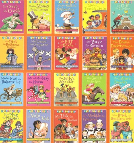 Book Happy Families - Complete Set of 20 Books RRP £79.80 - Incl.: Master Bun, Miss Dose, Mrs Jolly, Mr and Mrs Hay, Mrs Plug, Mrs Lather's Laundry, Mrs Vole, Mr Tick, Miss Brick, Miss Jump, Mrs Wobble, Mr Cosmo, Mr Biff, Miss Dirt, Ms Cliff, etc.... (Happy Families) free