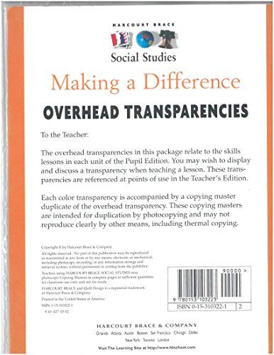 Book Harcourt Brace Social Studies Making a Difference Overhead Transparencies free