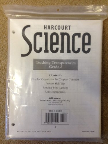 Book Harcourt Science Teaching Transparencies Grade 3: Graphic Organizers for Chapter Concepts, Process Skill Tips, Reading Mini-lessons, Unit Experiments (2003) free