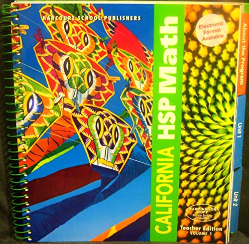 Book CALIFORNIA HSP MATH - TEACHER EDITION - VOLUME 1 - Units 1-2 free