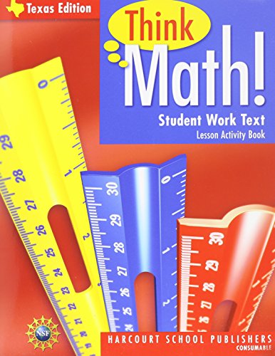 Book Harcourt School Publishers Think Math Texas: Lesson Activity Book Grade 4 2009 free