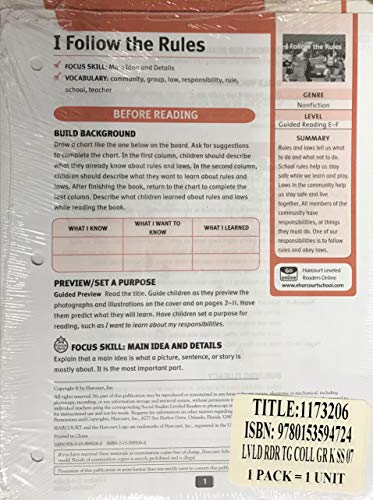 Book Harcourt Social Studies: Leveled Reader Teacher Guide Collection Grade K free