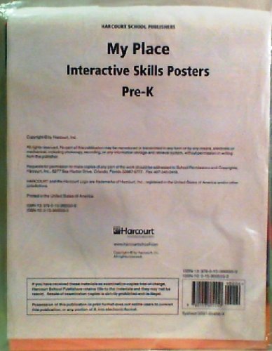 Book Harcourt Social Studies: My Place Interactive Skills Posters Pre-K free