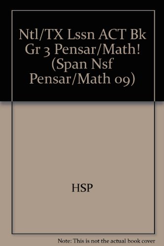 Book Harcourt School Publishers Pensar Math: Lesson Activity Book Grade 3 2009 (spanish Edition) free
